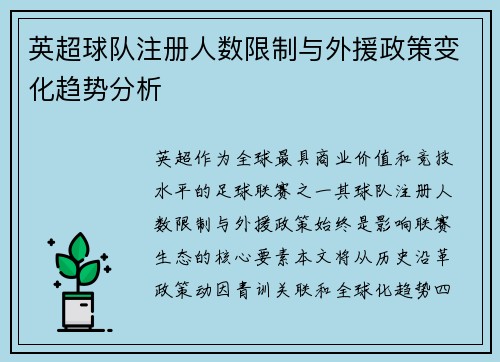 英超球队注册人数限制与外援政策变化趋势分析